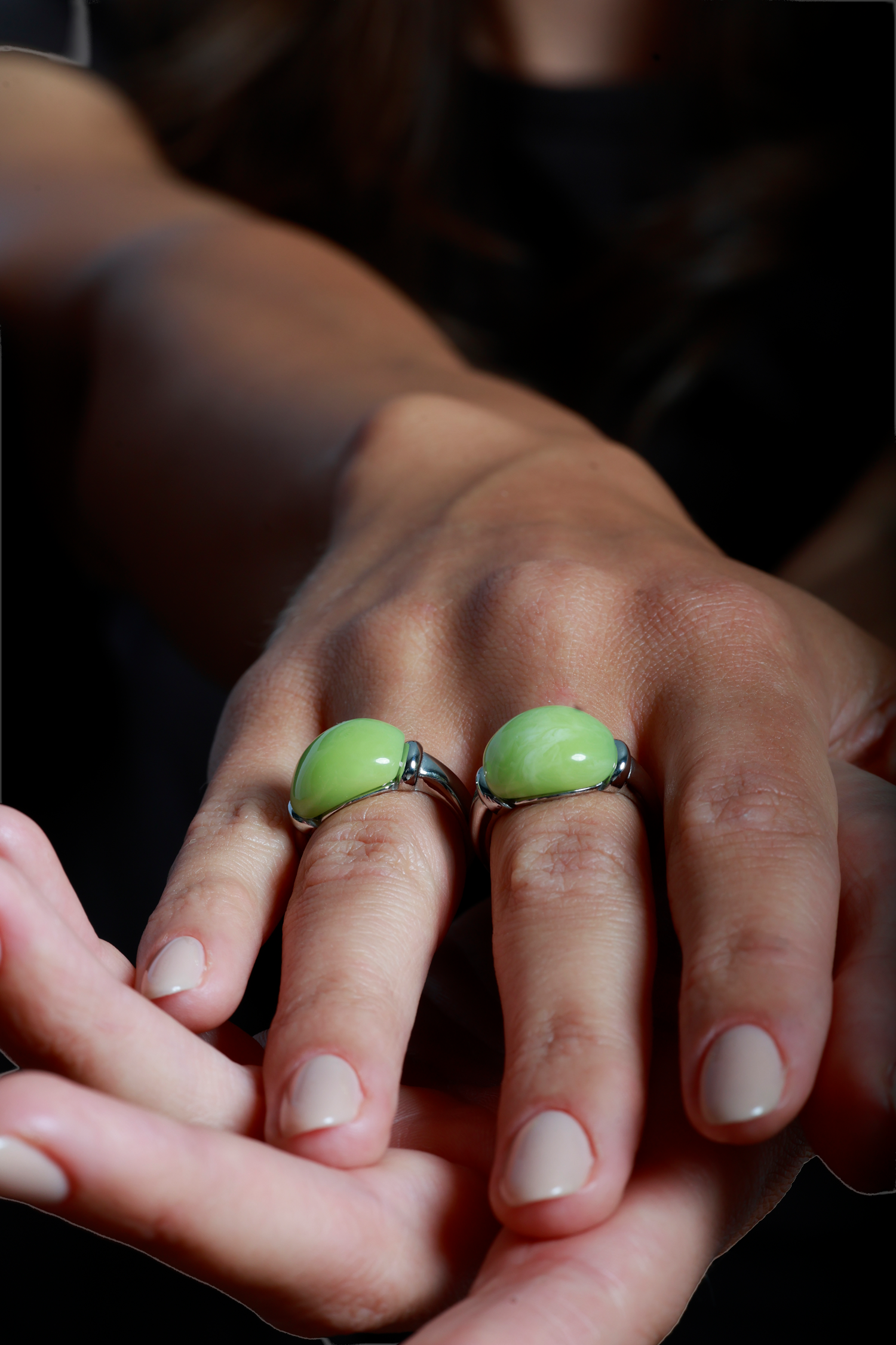 ANILLO DUNA JADE VERDE ACERO