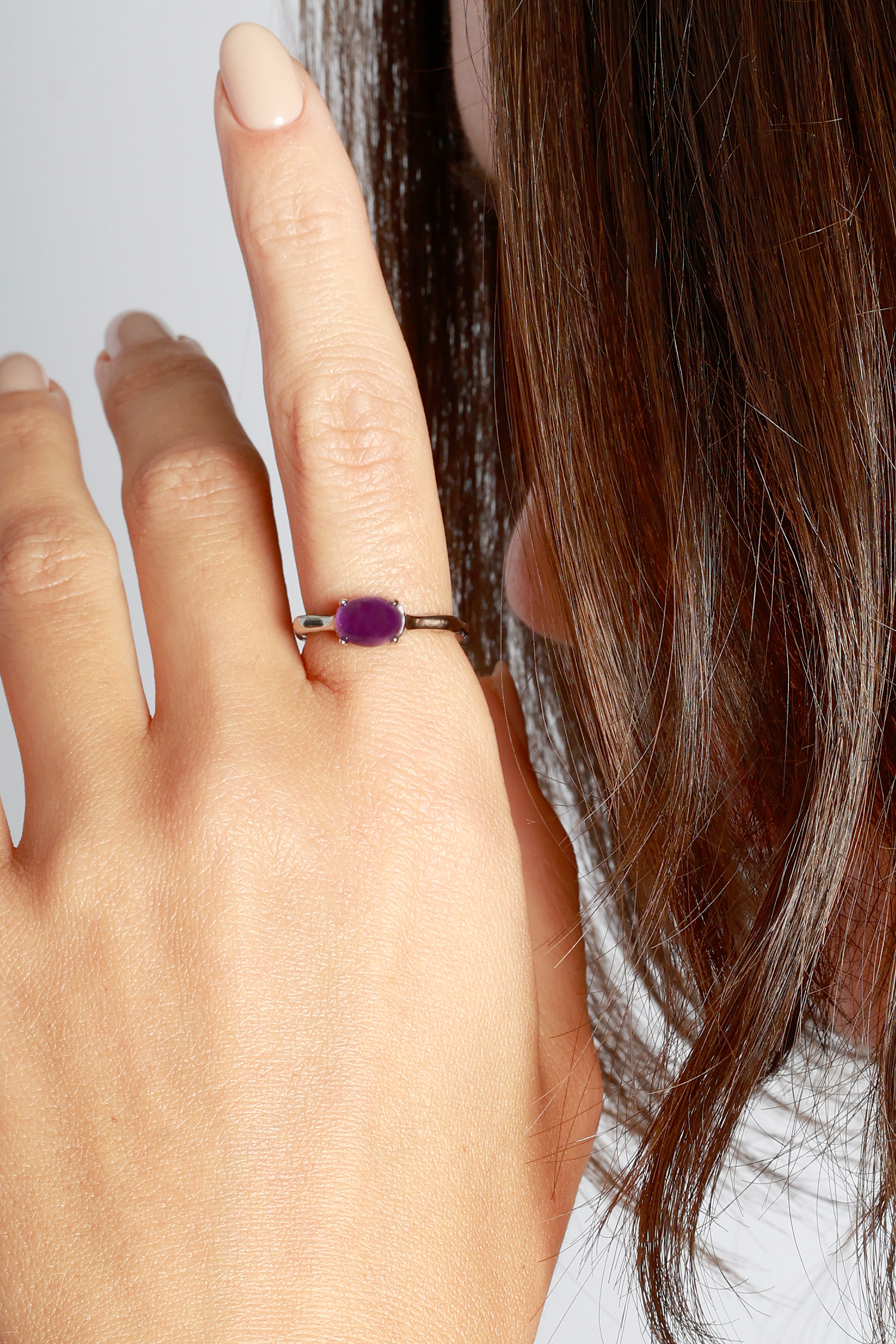 ELVA AMETHYST STEEL RING