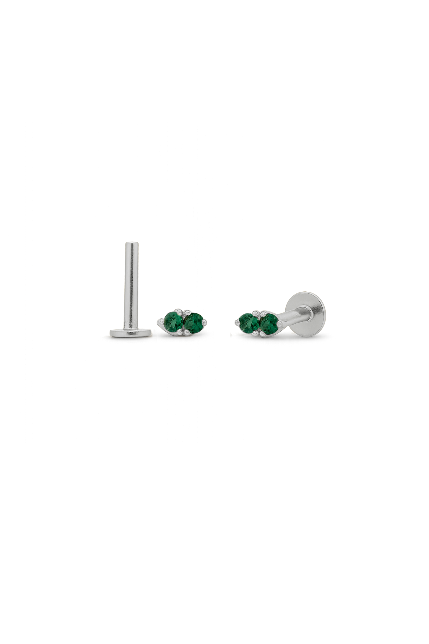 PIERCING HALO VERDE PLATA