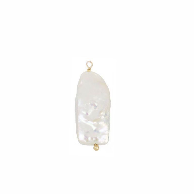 Pearl Rectangle Gold Charm