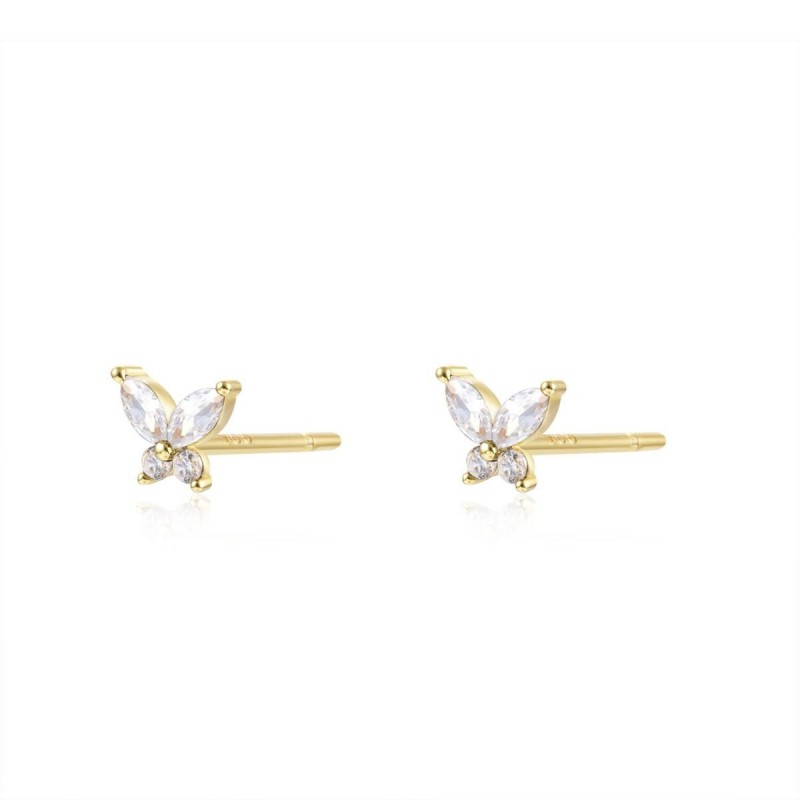 Butterfly White Gold Earring
