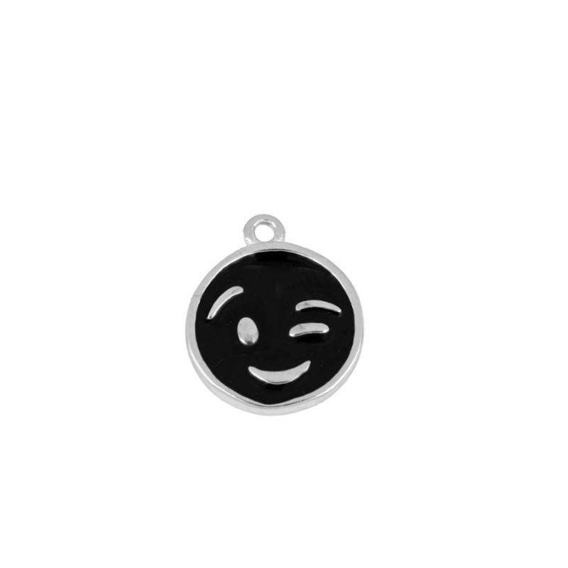 Black Wink Smiley Charm
