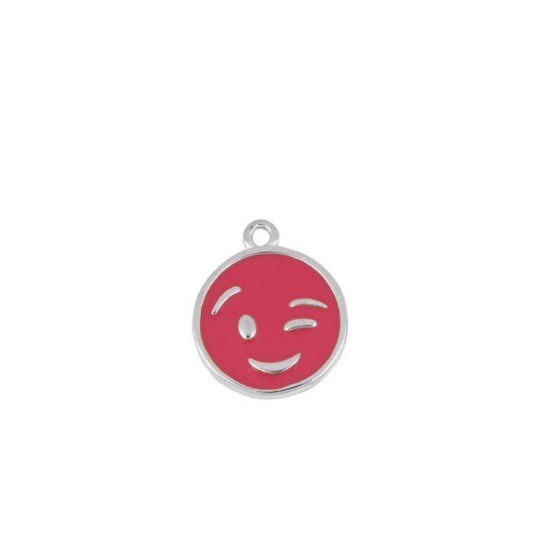 Fuchsia Wink Smiley Charm