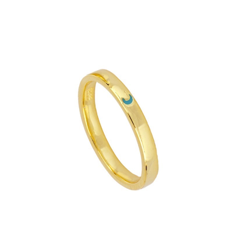 Turquoise Mini Moon Gold Ring