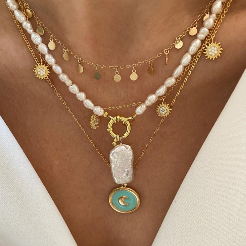 Charm Perla Rectángulo Oro 2