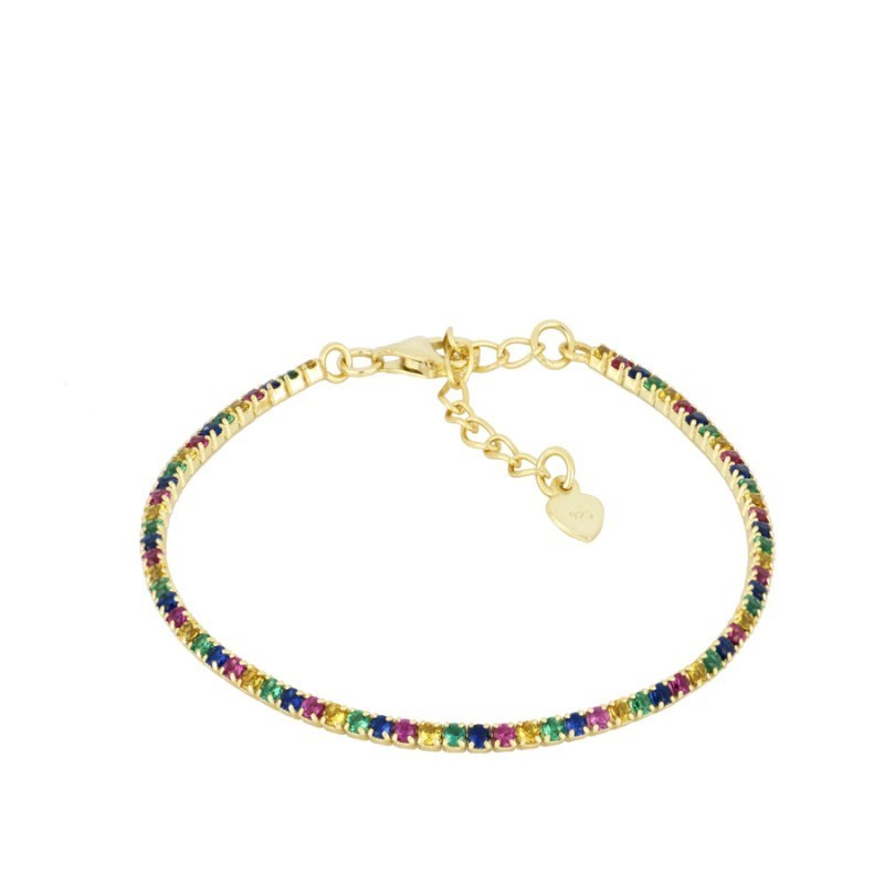 Multicolor Riviere Gold Bracelet