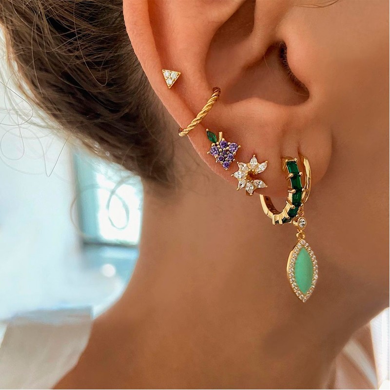 Pendiente Garde Blanco Oro 2