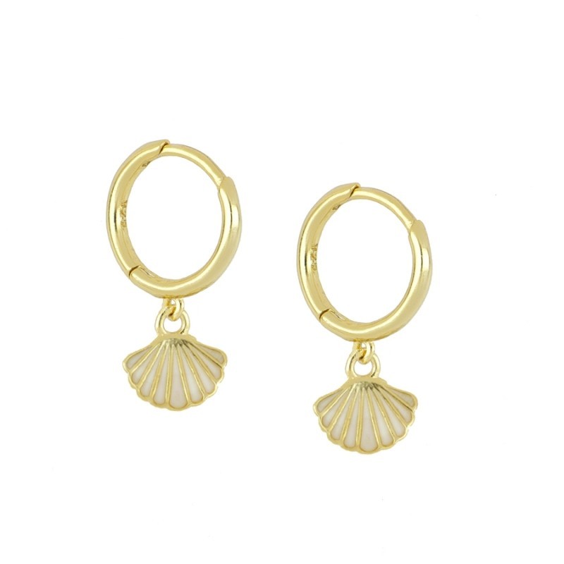 White Coquille Gold Earring