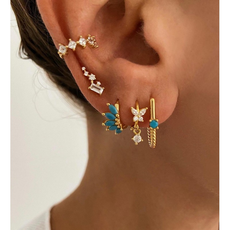 Pendiente Cote Turquesa Oro 2