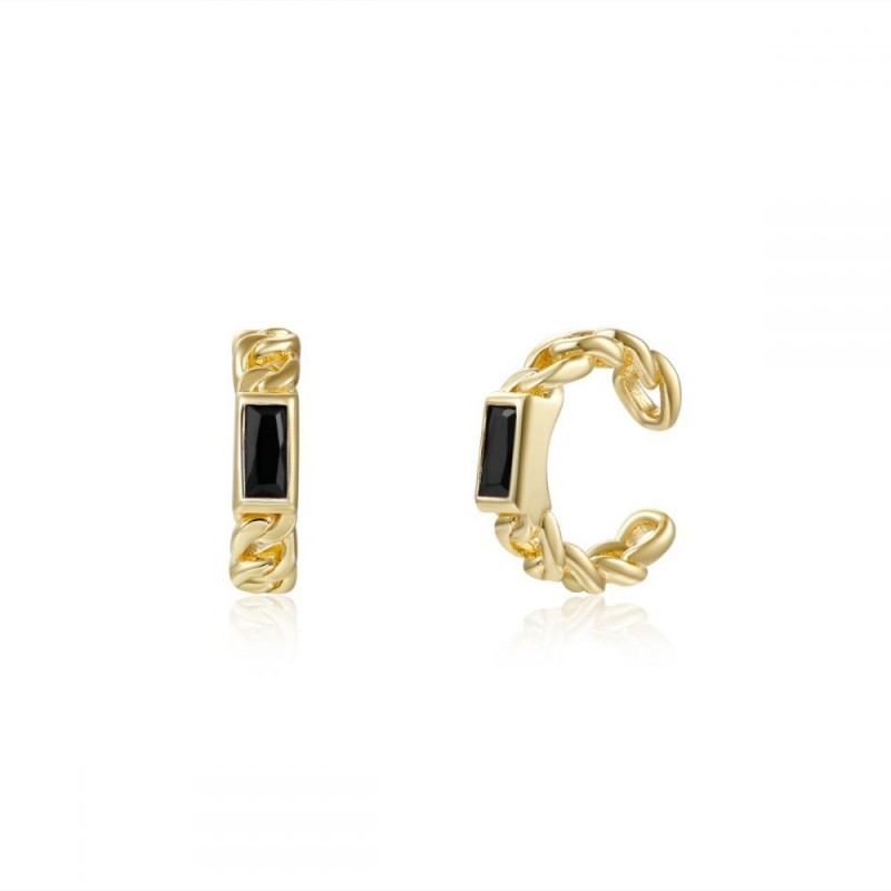 Ear Cuff Baris Negro Oro