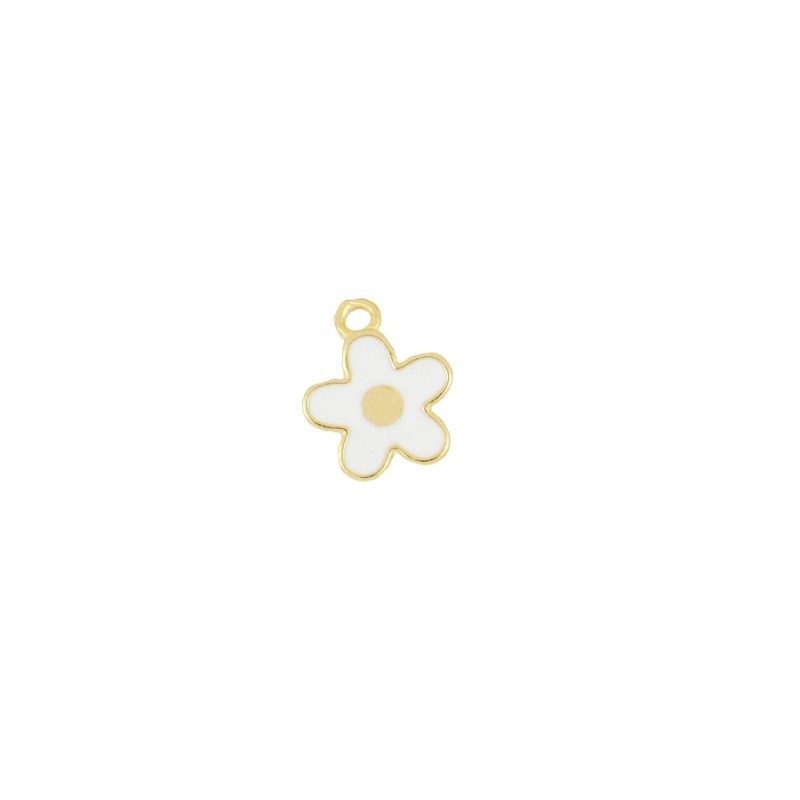 White Flower Gold Charm
