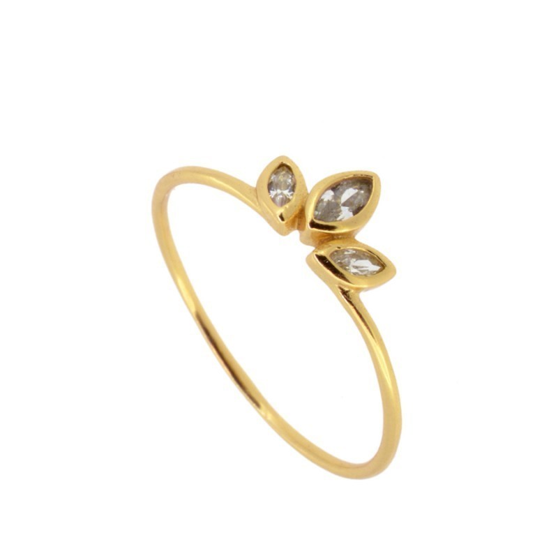 Zircons Petals Gold Ring