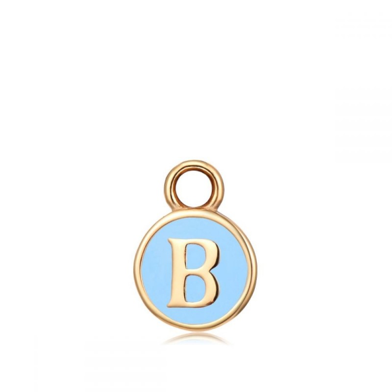 Turquoise Letter Gold Charm