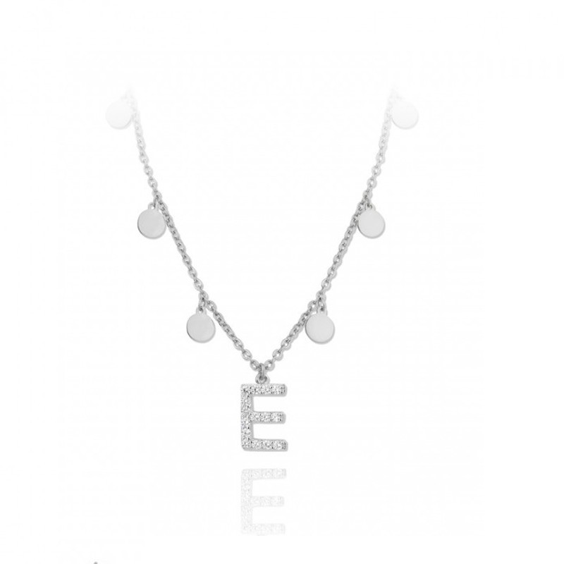 Coins Initial Gold Necklace - Letter E