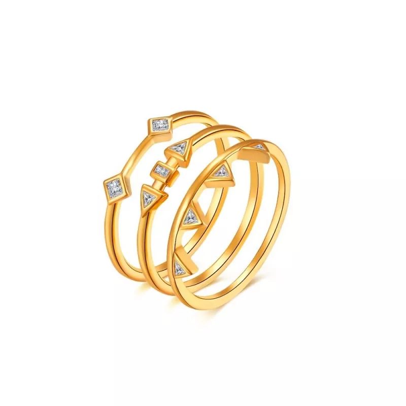 Anillo Triple Geometric Oro