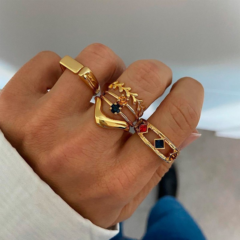 Anillo Dunya Azul Zafiro Oro 2