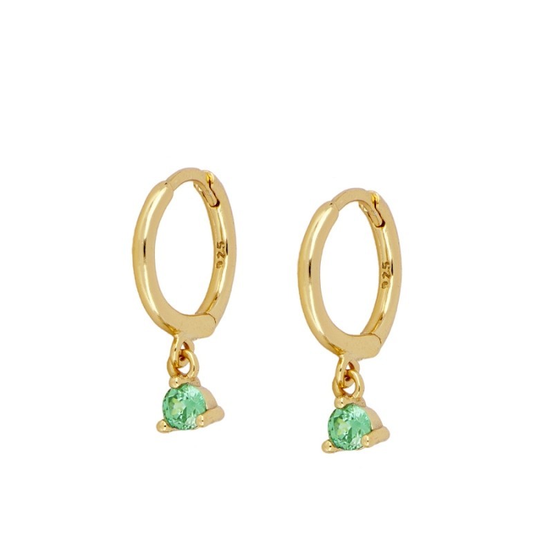 Tourmaline Green Argentina Gold Hoop Earring