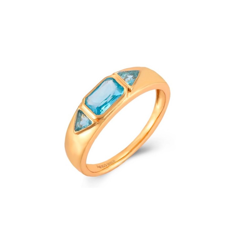 Blue Topaz Inka Gold Ring