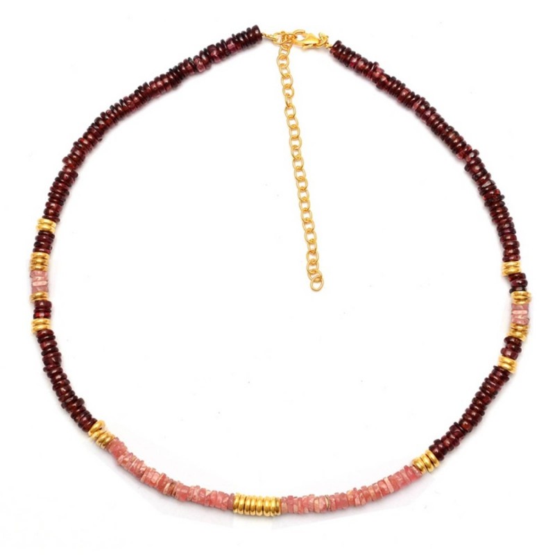Garnet & Rhodochrodite Yady Gold Necklace