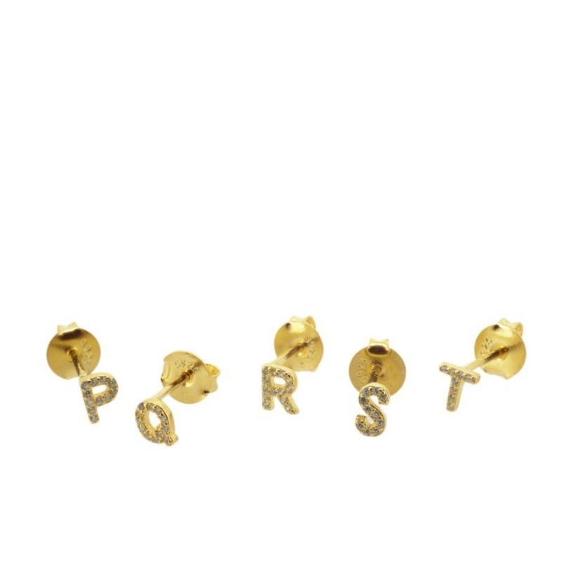 Zircons Letter Gold Earring