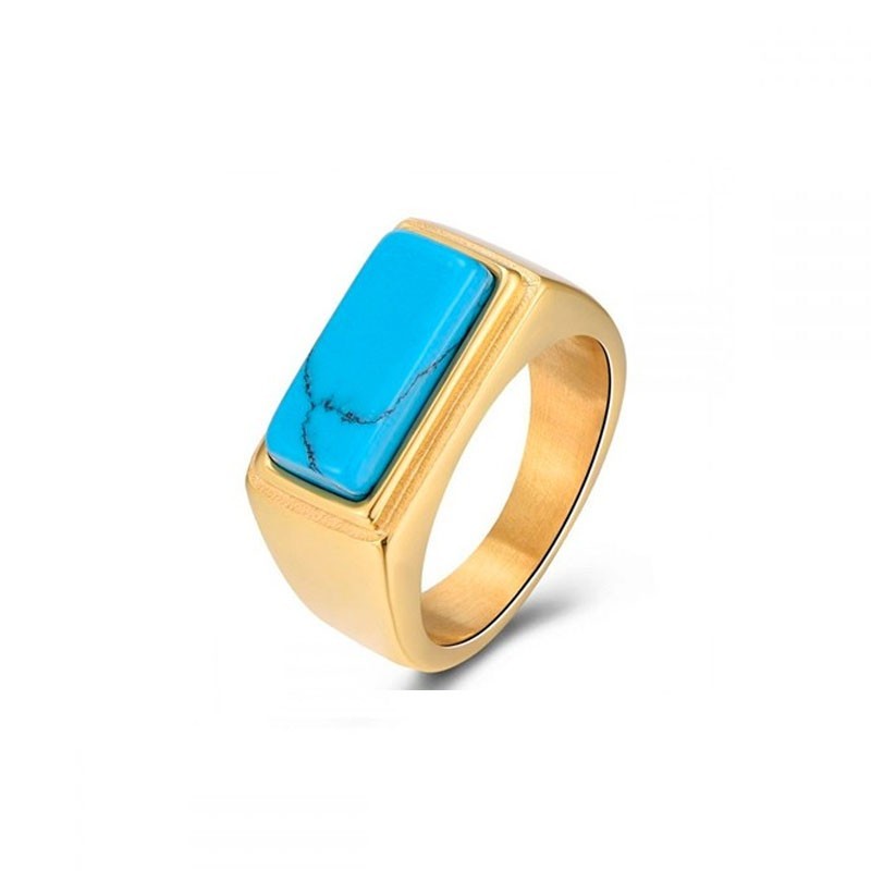 Turquoise Rectangle Gold Ring