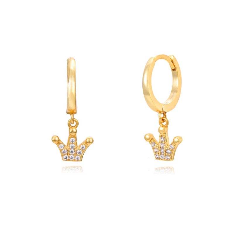 Zircons Crown Gold Earring