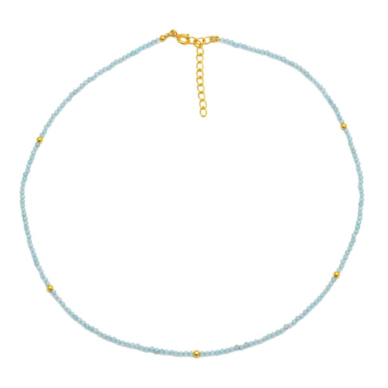 Aquamarine Wave Gold Necklace