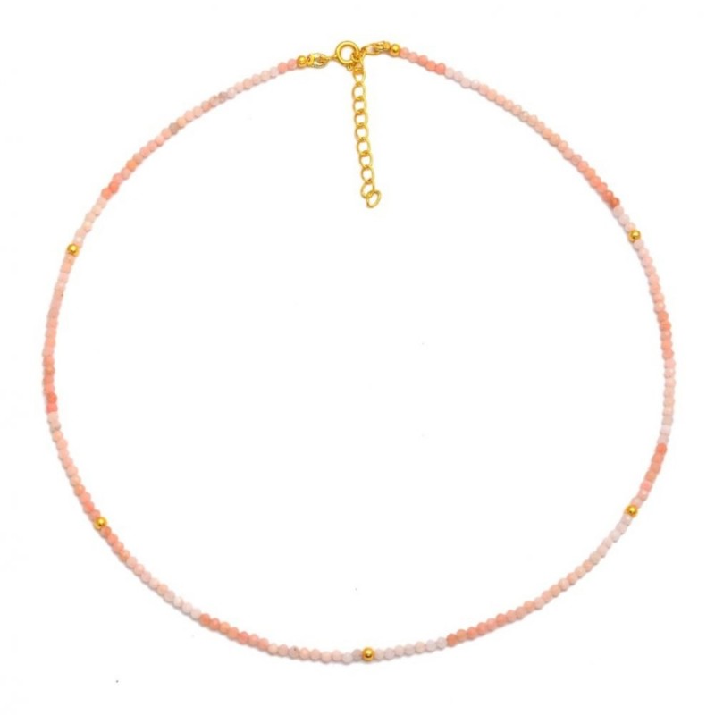 Rose Opal Wave Gold Necklace