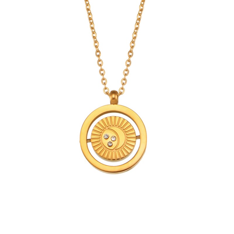Planet and Moon Gold Necklace