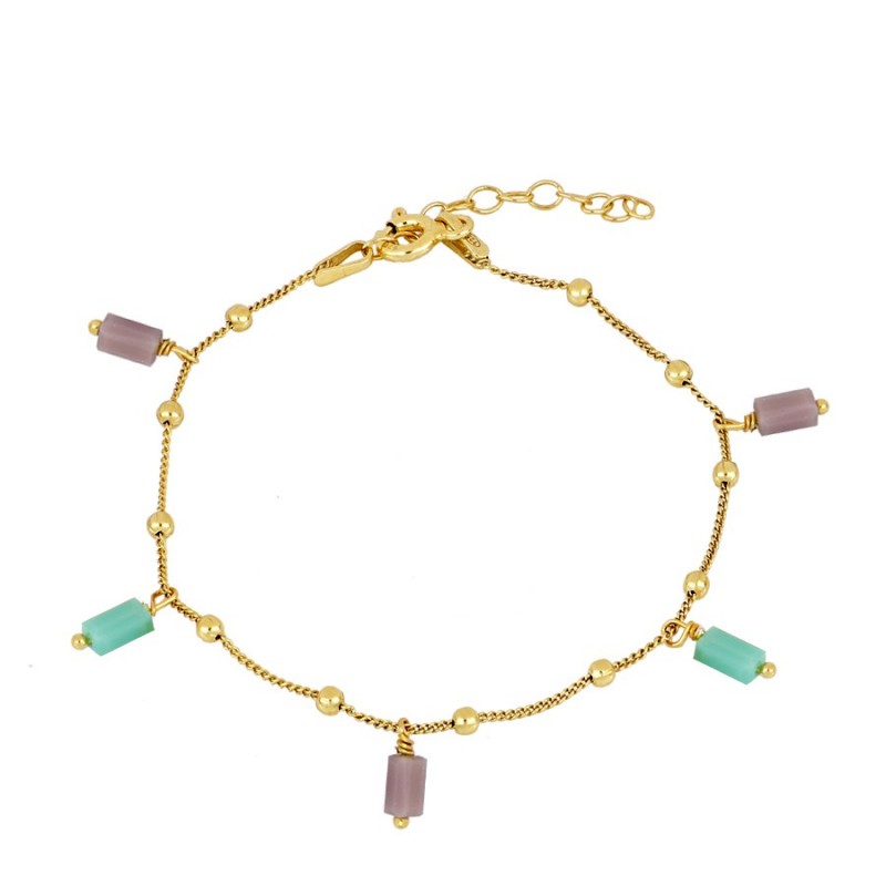 Turquoise & Lavender Flore Gold Bracelet