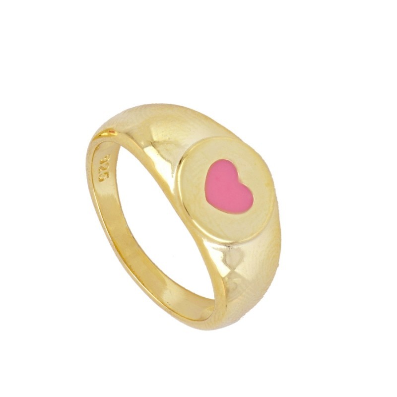 Pink Heart Formentera Gold Ring