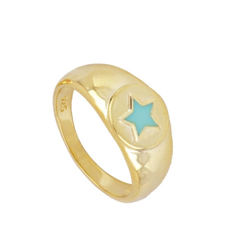 Anillo Formentera Estrella Turquesa Oro