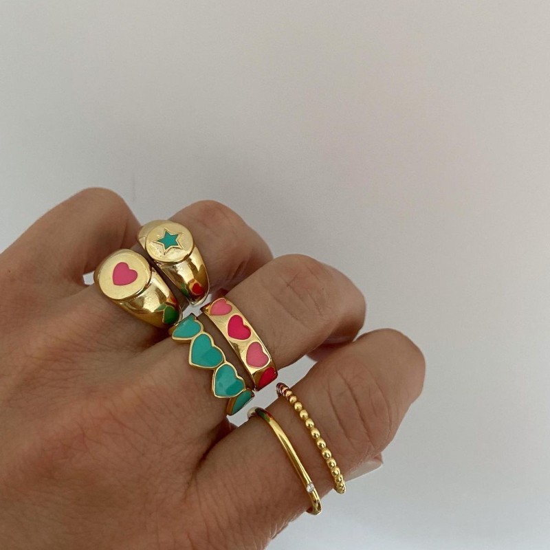 Anillo Formentera Corazón Rosa Oro 2