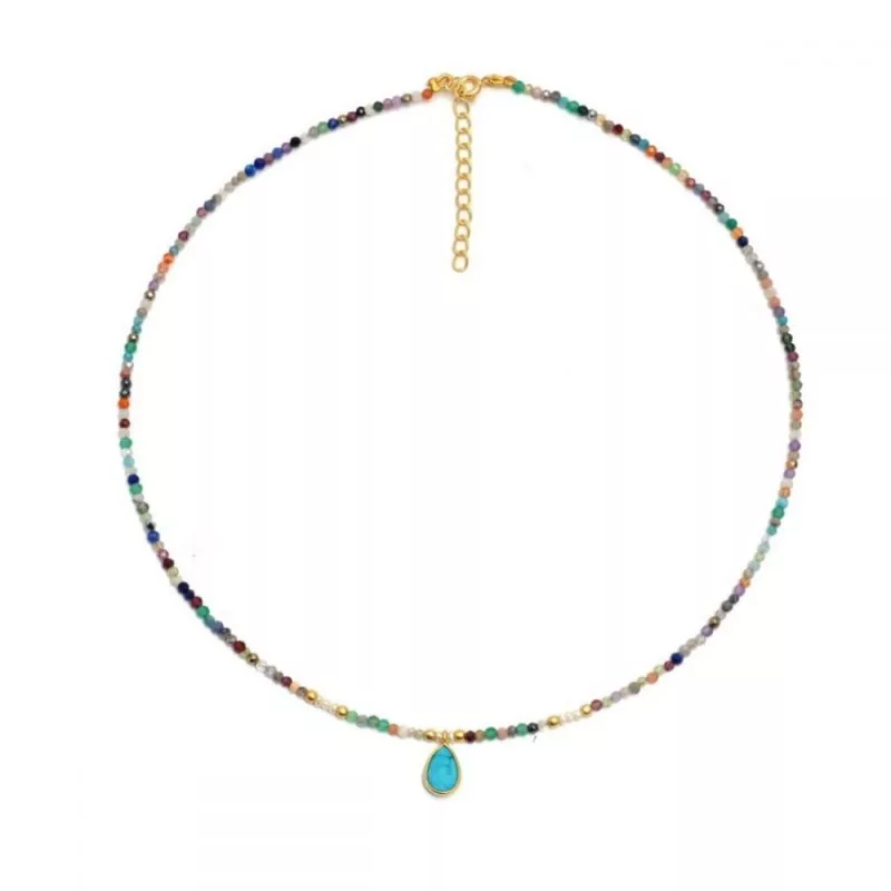 Turquoise Birdie Gold Necklace