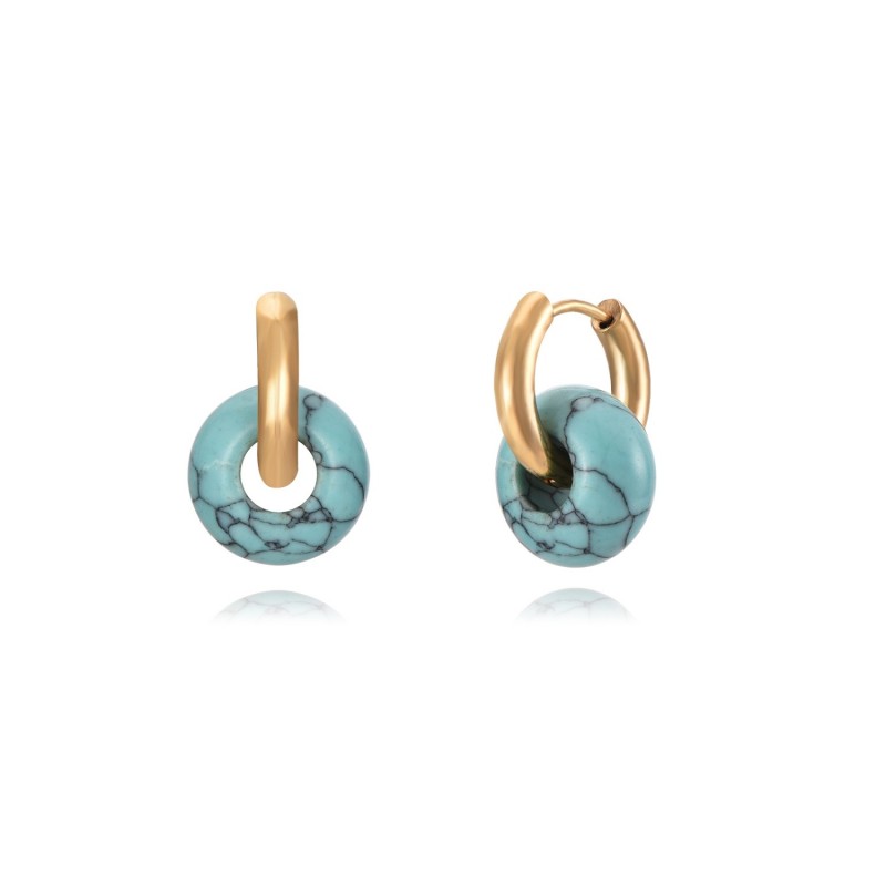 Turquoise Ginette Gold Hoops Earrings (PAIR)