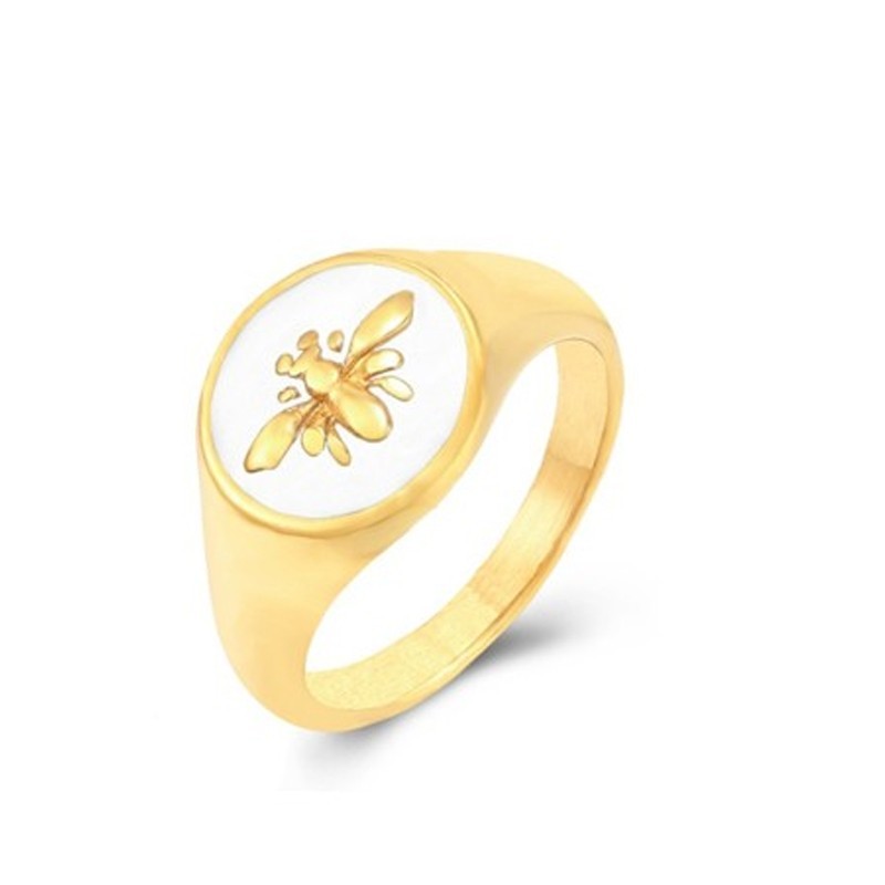 White Bee Gold Ring