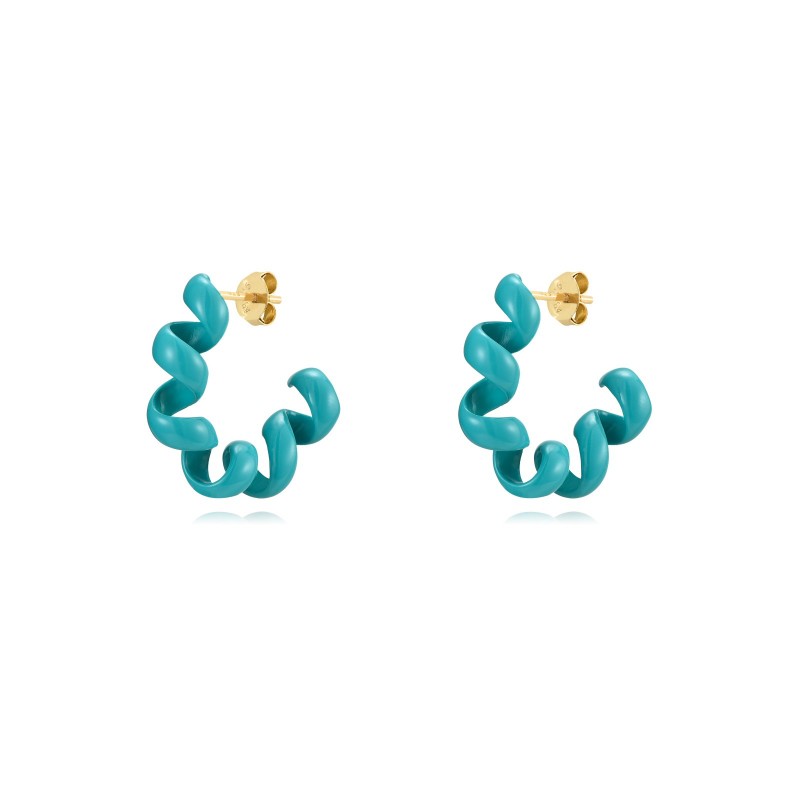 Turquoise Puglia Gold Hoops Earrings (PAIR)