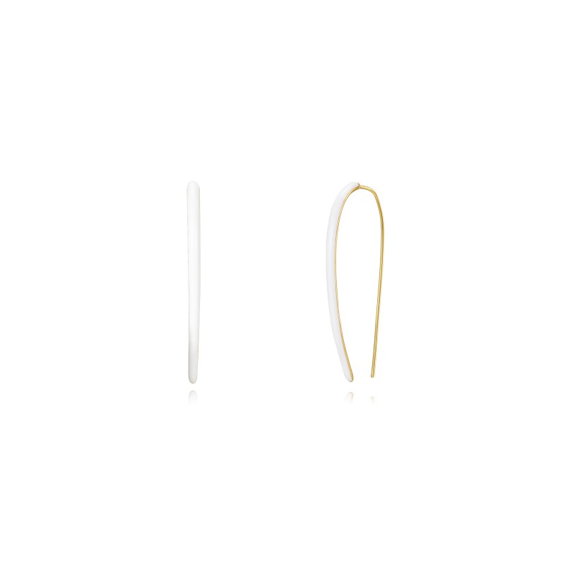 White Nour Gold Earrings (PAIR)