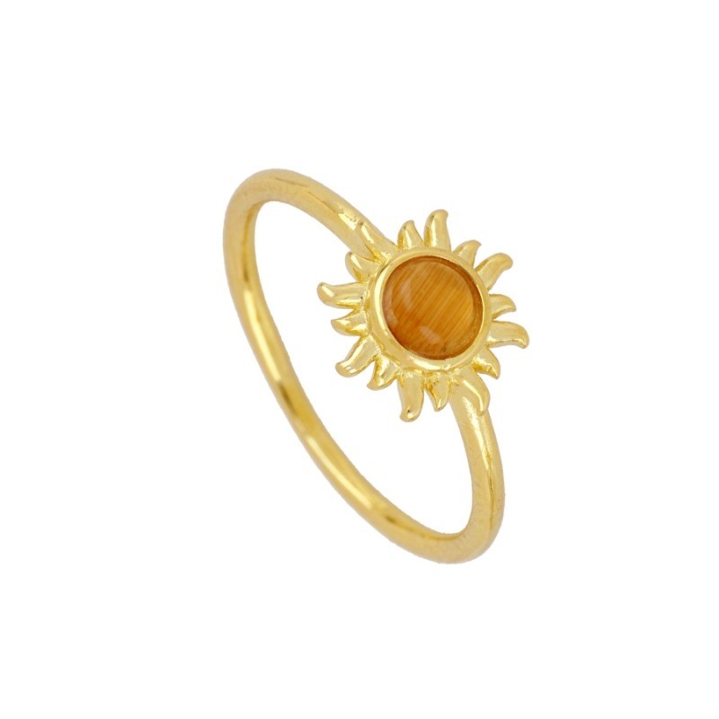 Anillo Sol Inca Ópalo Naranja Oro