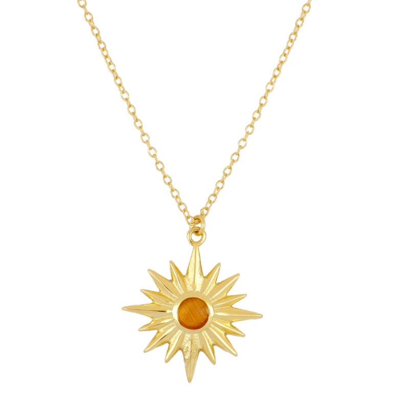 Orange Opal Inca Sun Gold Necklace