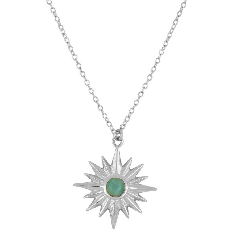 Green Opal Inca Sun Necklace