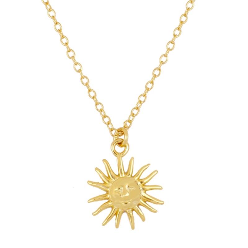 Sun Face Gold Necklace