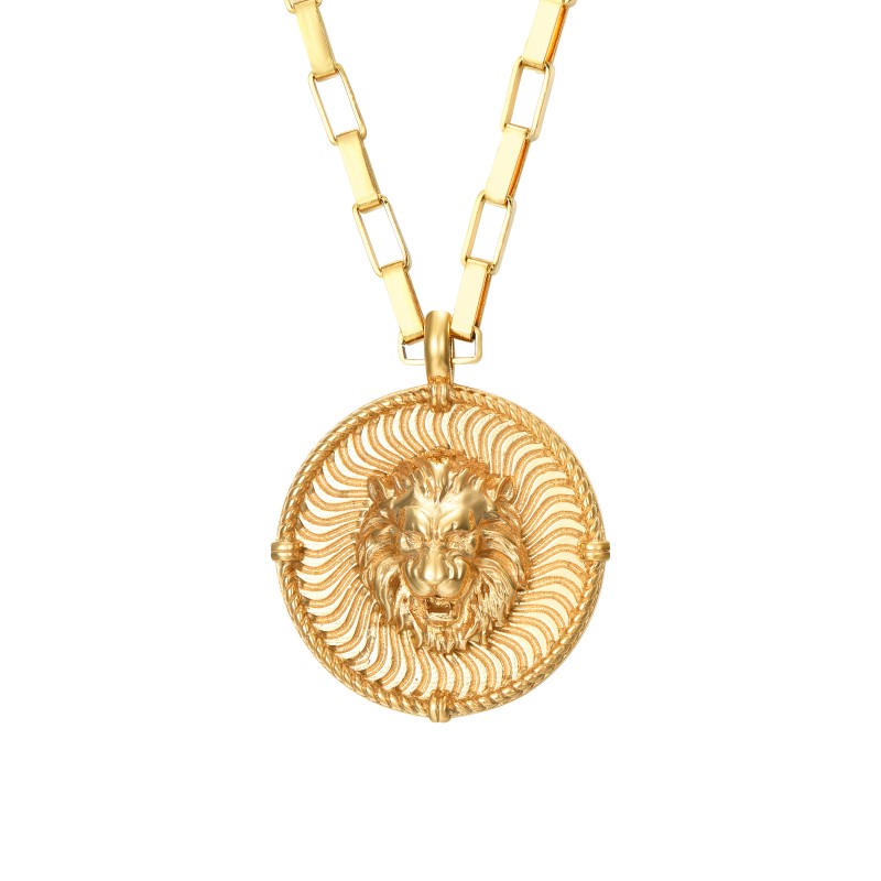 Lion Medal Gold Necklace
