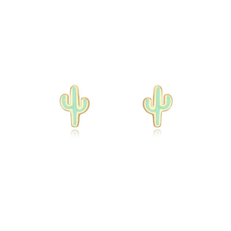 Pendiente Cactus Menta Oro