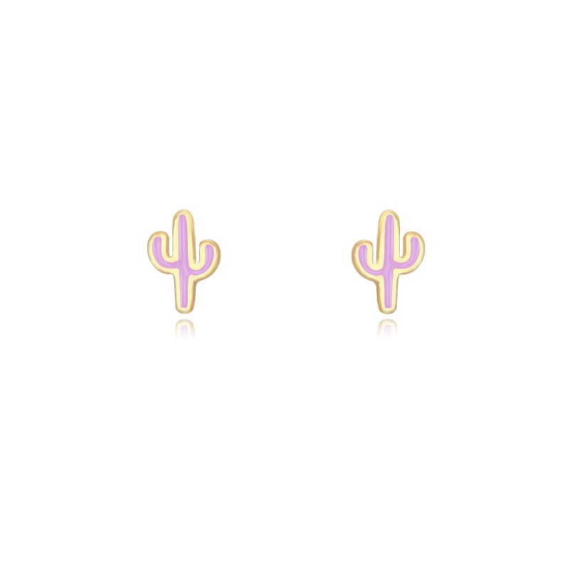 Pendiente Cactus Lavanda Oro