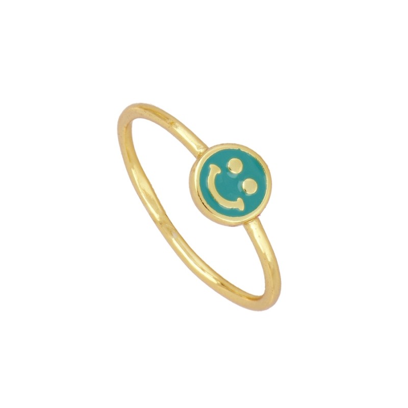 Green Happy Gold Ring