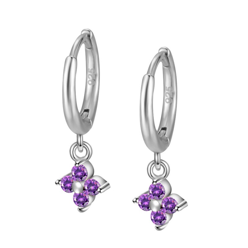 Lavender Star 4 Zircons Earring