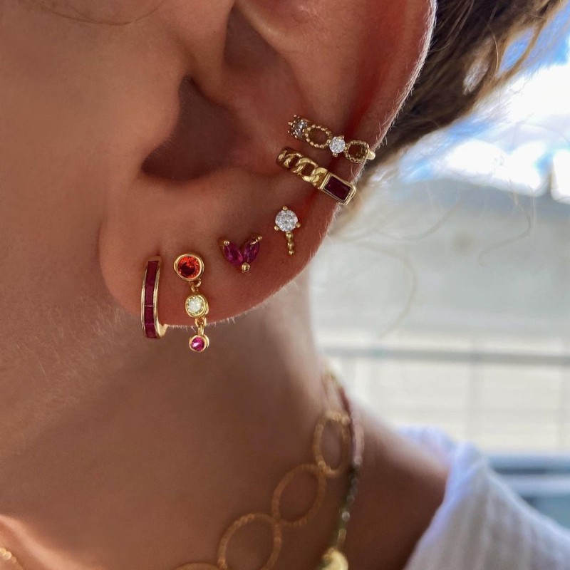 Pendiente Mica Multicolor Oro 2