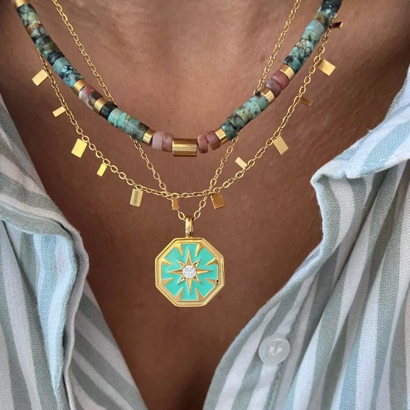 Turquoise Priscila Gold Necklace 2