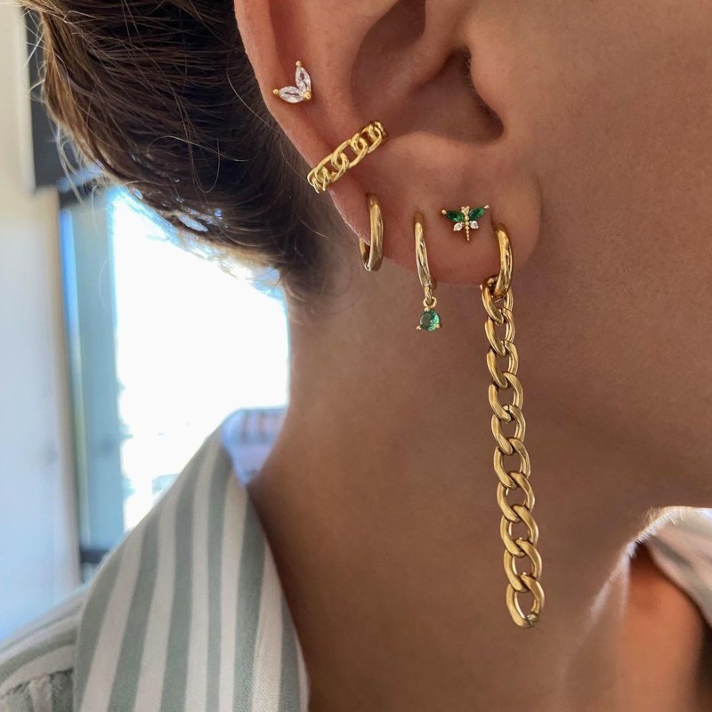 Tourmaline Green Argentina Gold Hoop Earring 2